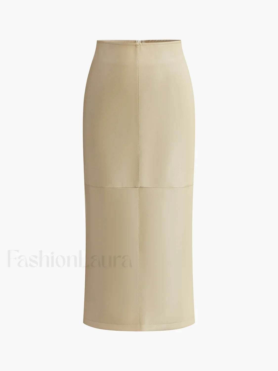 Faux Leather Piping Sit Midi Skirt
