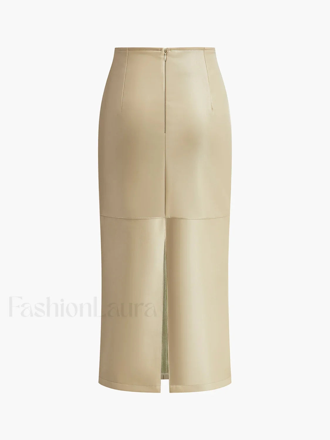Faux Leather Piping Sit Midi Skirt