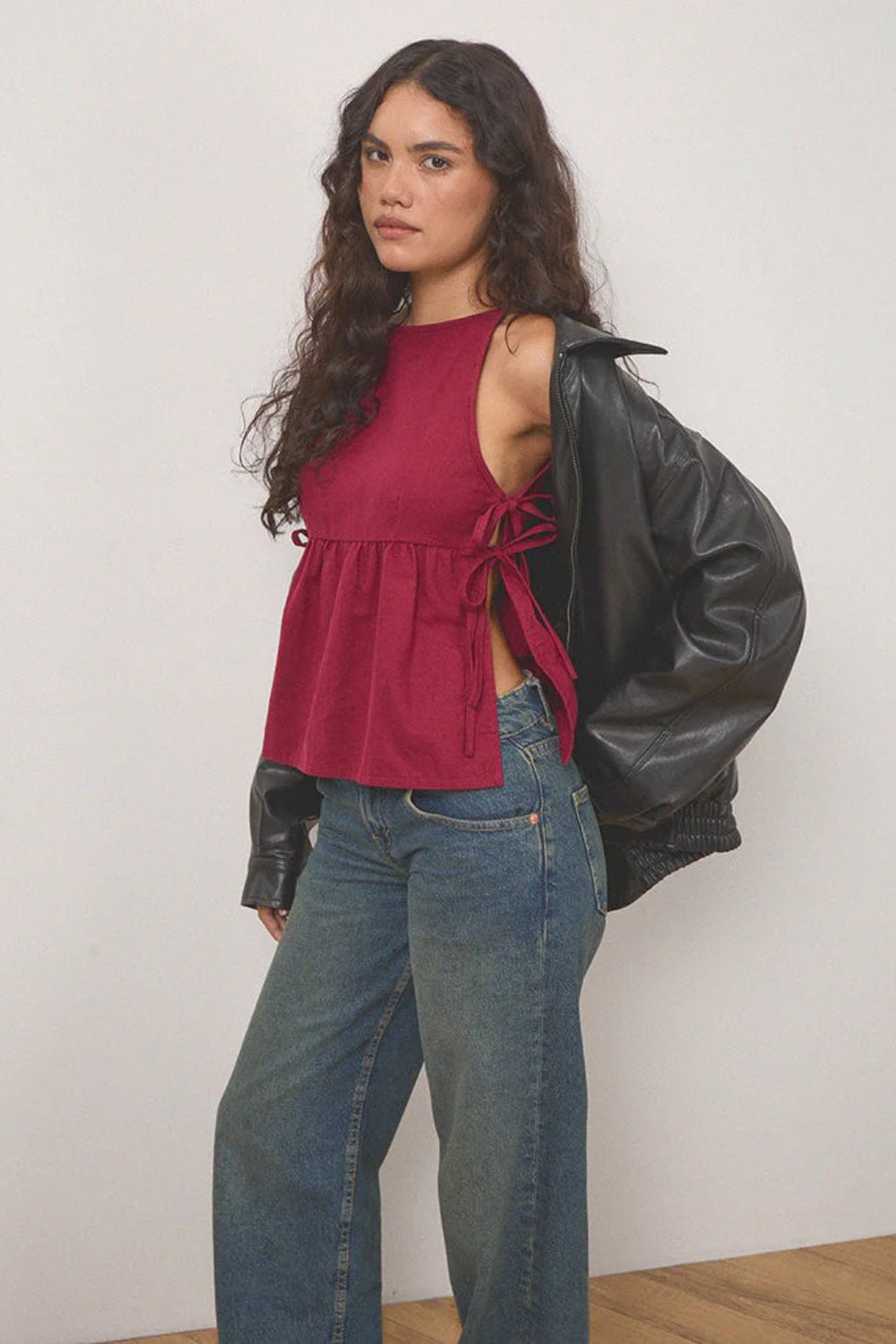 Minimalist Side Tie Solid Tank Top