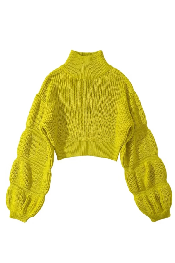 Loose Turtleneck Puff Sleeve Thick Sweater