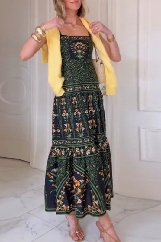 Ethnic Vintage Print A-Line Boho Dres