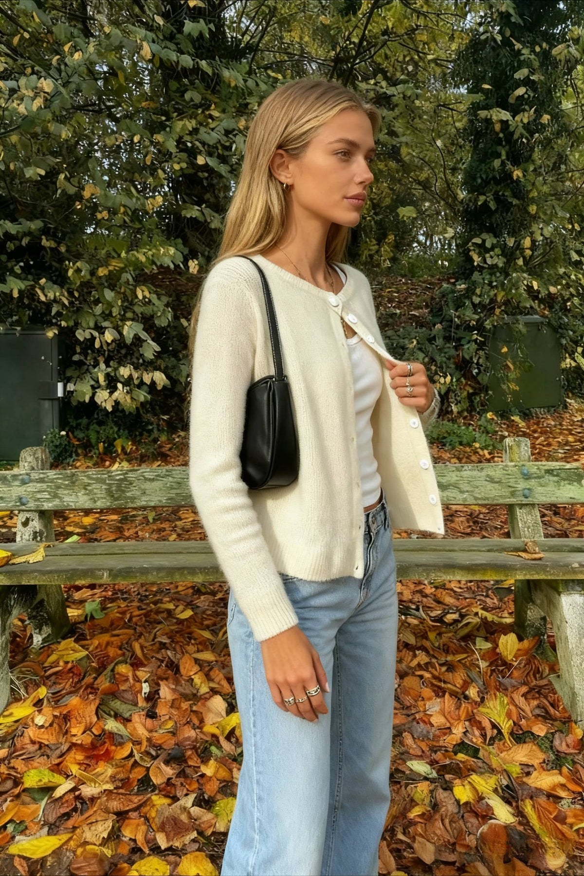 Retro Round Neck Long Sleeve Knit Cardigan
