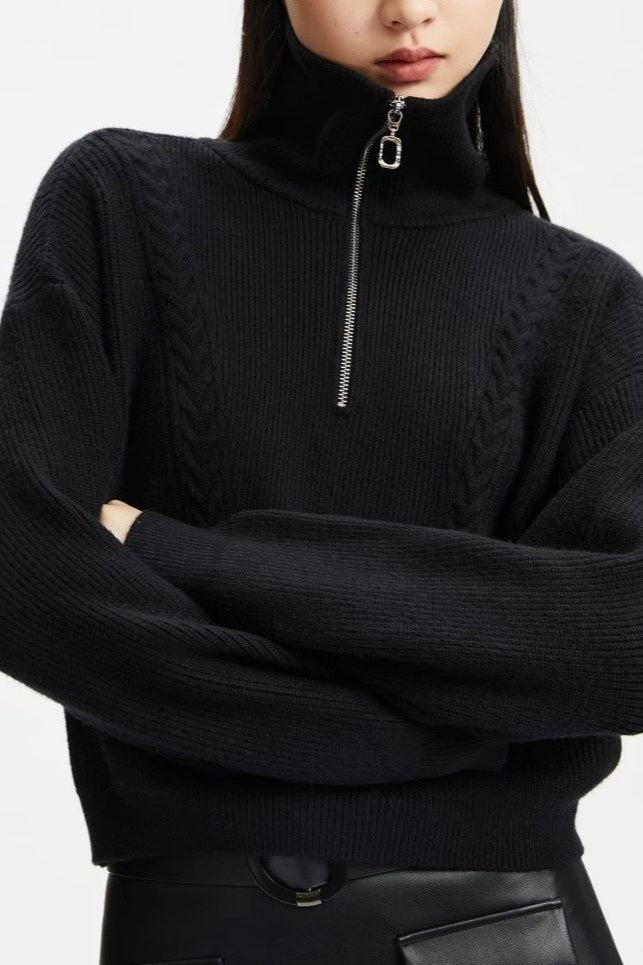 Short Cable Knit Pullover Sweater