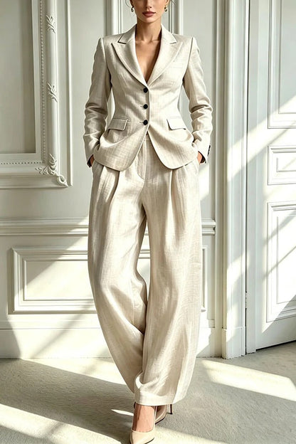 Minimalist Chic Tailored Blazer & Pleated Pant Suit
