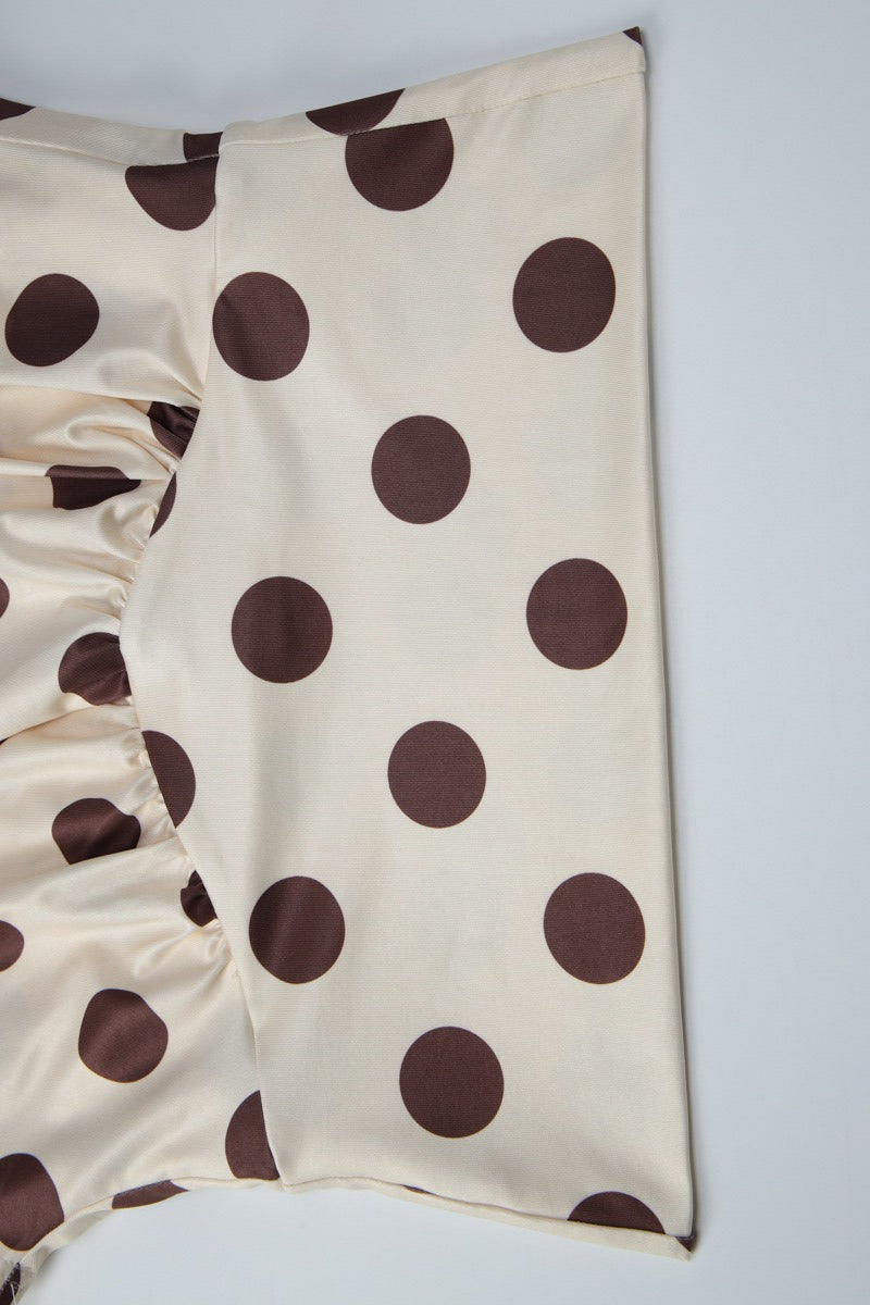 Polka Dot Waist Cinched Slim Crop Top