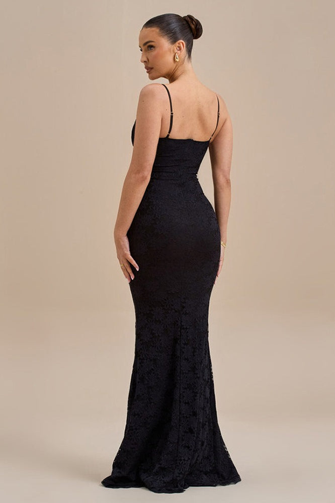 Lace Spaghetti Strap Sweetheart Corset Mermaid Maxi Dress