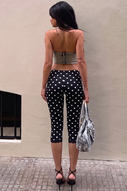 Polka Dot Print Low Rise Fitted Bermuda Shorts