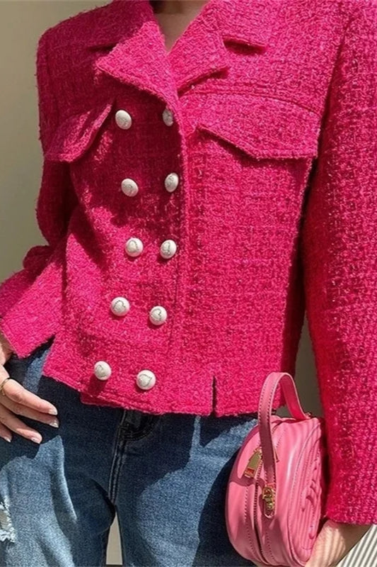 Tweed Double-Breasted Slim Blazer