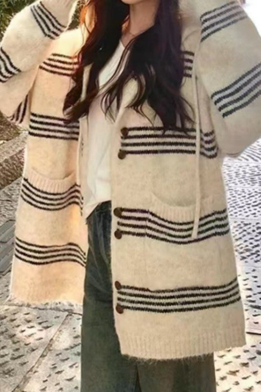 Colorblock Striped Hooded Sweater
