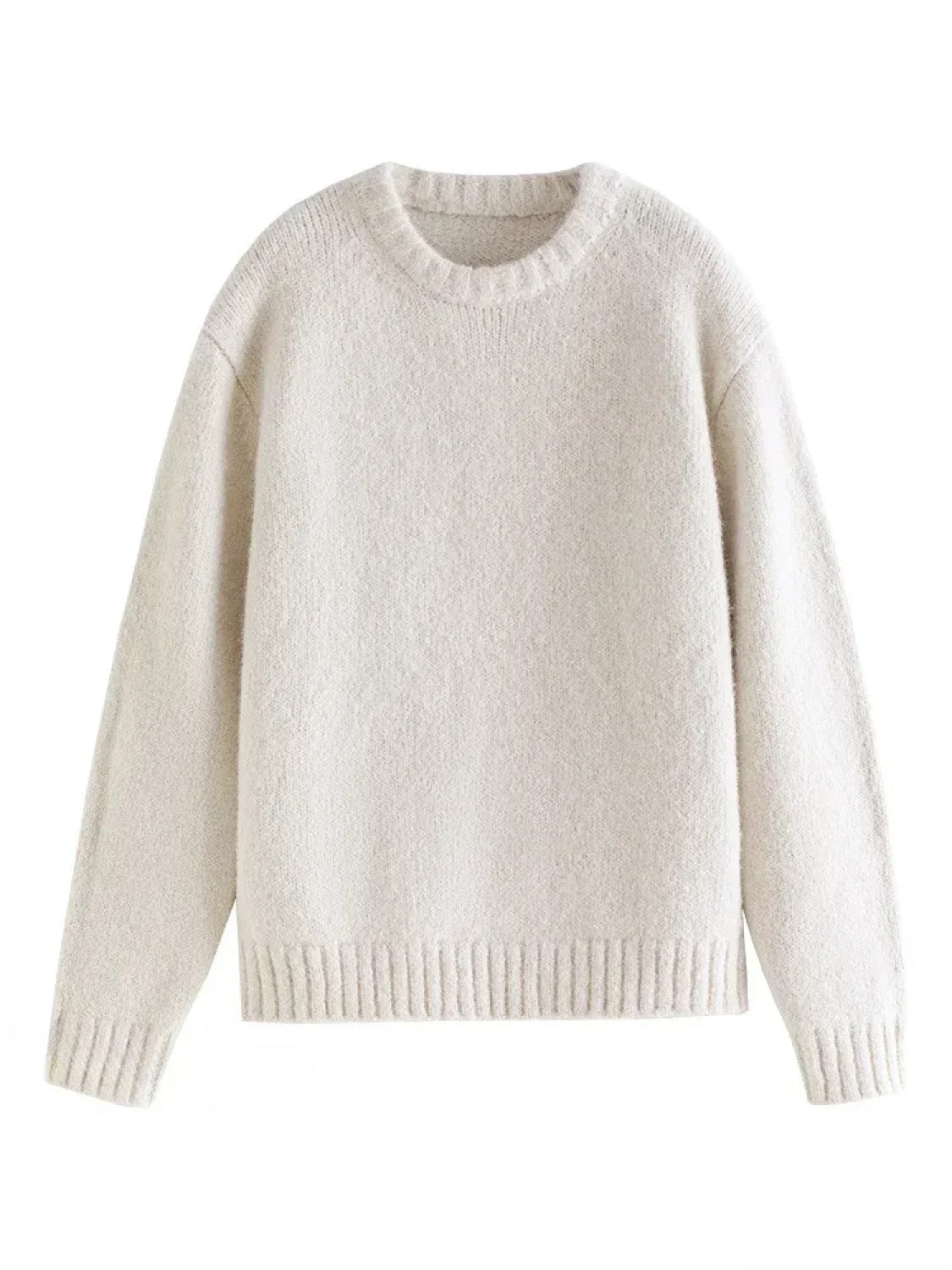 Warm Soft Waxy Round Neck Pullover Sweater