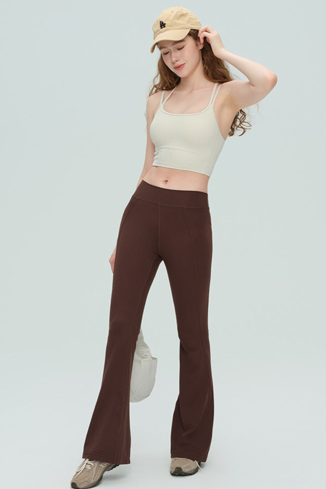 High-Waisted Breathable Flared Workout Slit Leggings