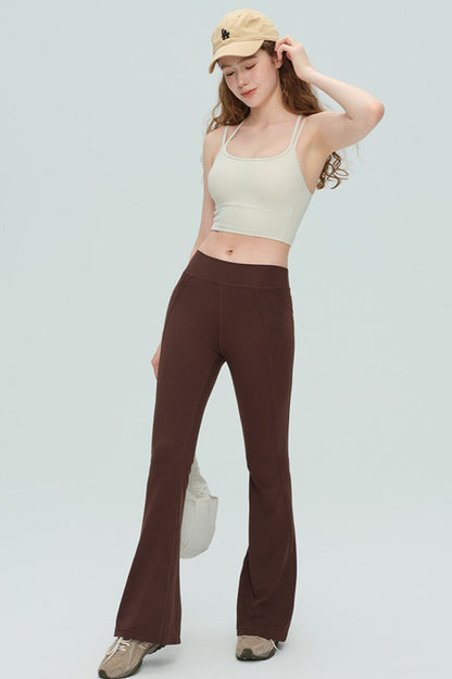 High-Waisted Breathable Flared Workout Slit Leggings