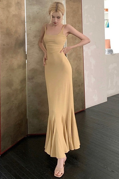 Sexy Spaghetti Strap Backless Formal Dress