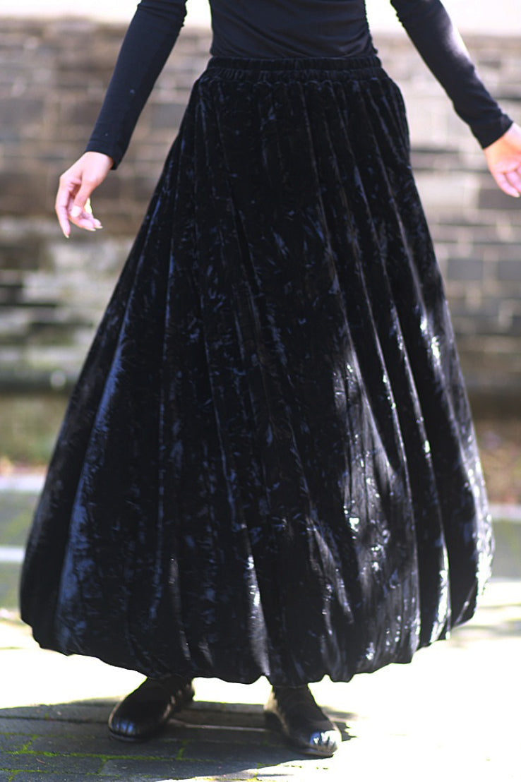 Vintage Velvet Tie Dye Swing Midi Skirt