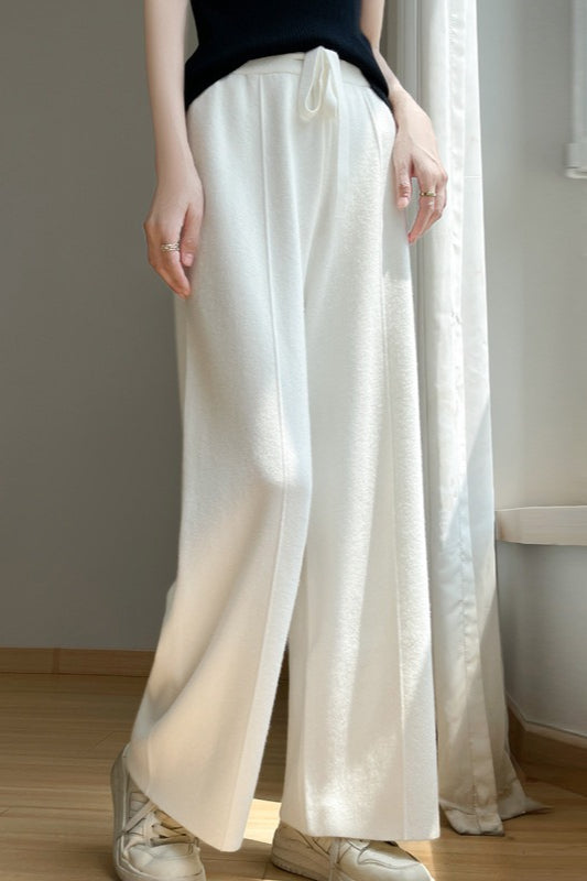 Wool Blend High Waist Knit Pants