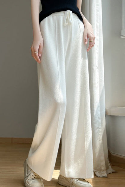 Wool Blend High Waist Knit Pants