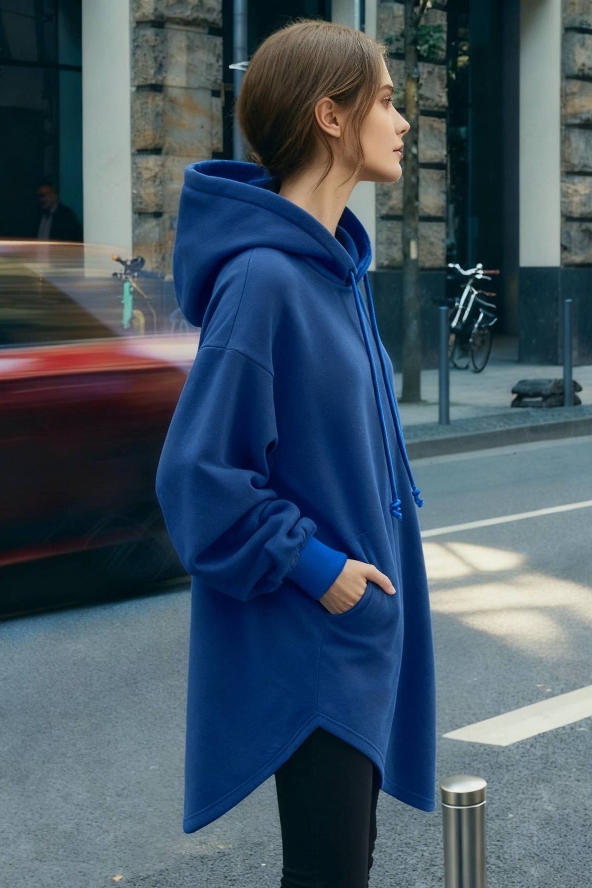 Pullover Loose Hoodie Casual - Drawstring Oversized - Women's Long Solid Sweatshirt Autumn Arm Streetwear