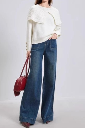 Oversized Collared Pullover Sweater