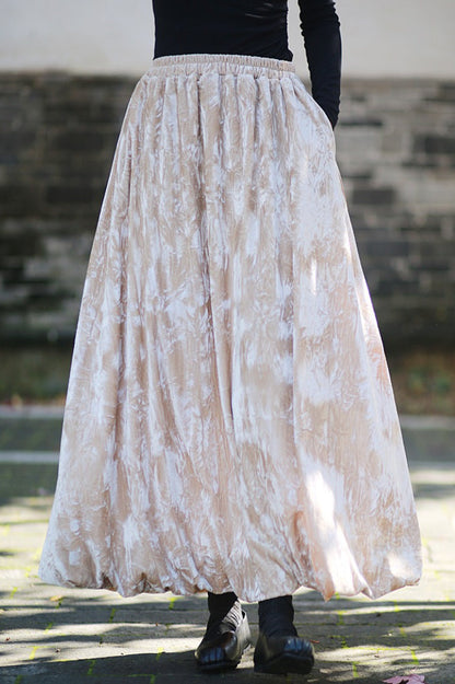 Vintage Velvet Tie Dye Swing Midi Skirt