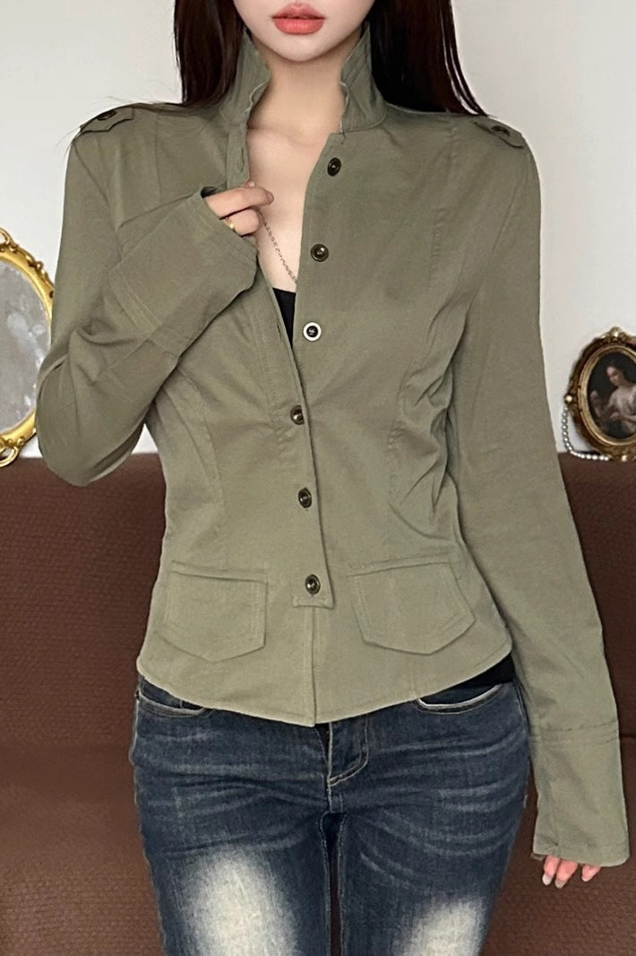 Panel Pocket Stand Collar Jacket