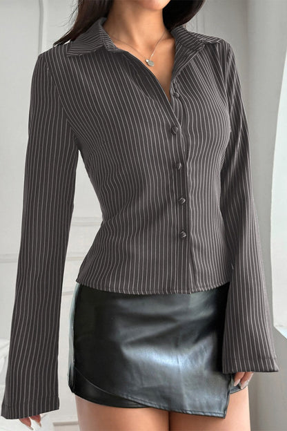 Y2K Edgy Stripe Long Sleeve Hot Girl Blouse