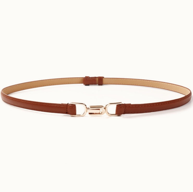 Slim Double Buckle Narrow Belt