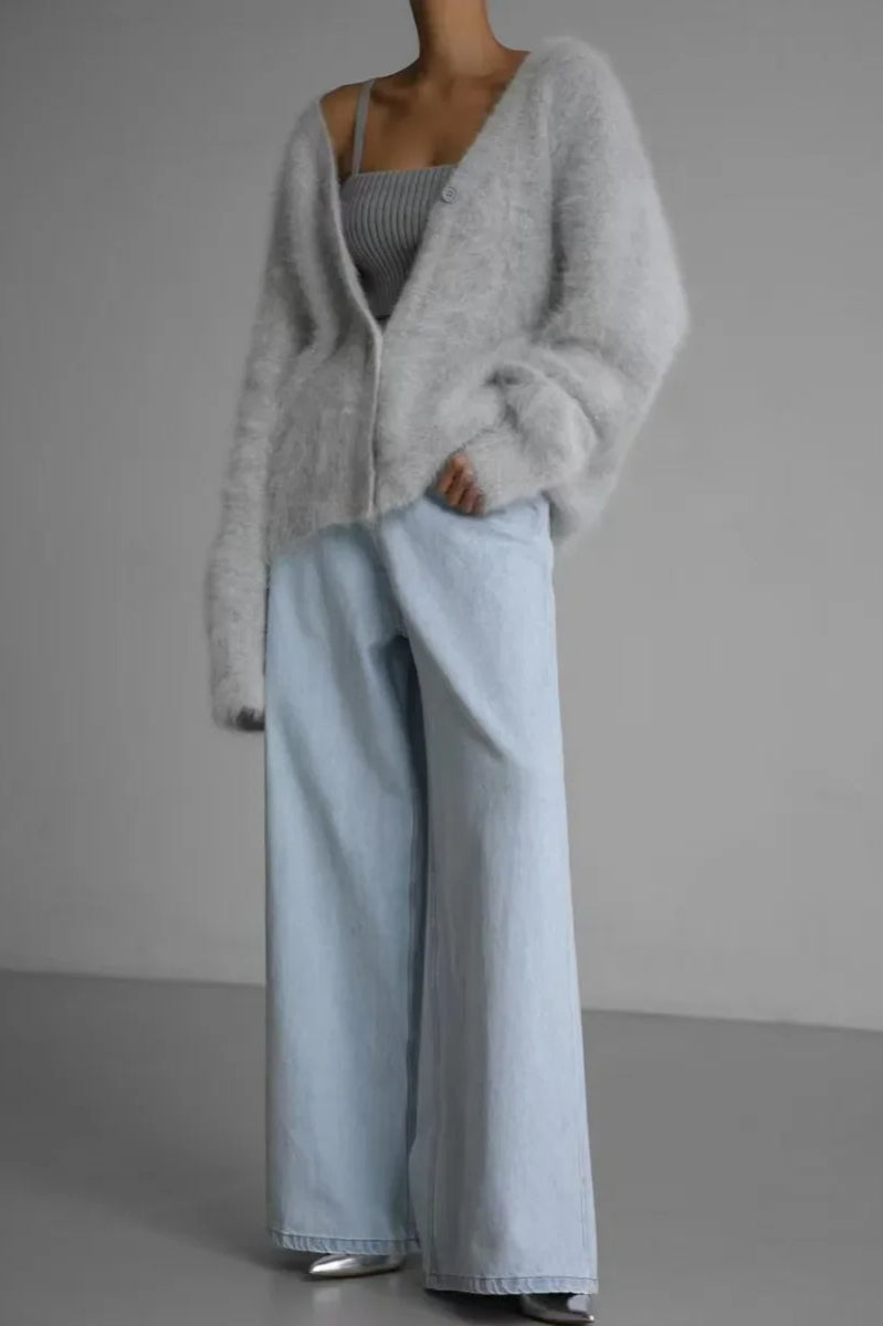 Oversized V-Neck Knit Cardigan