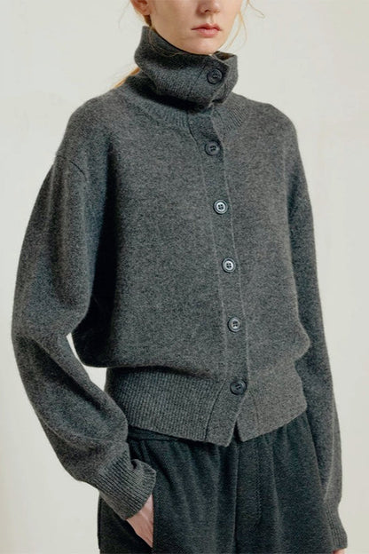 Cropped High Neck Cardigan