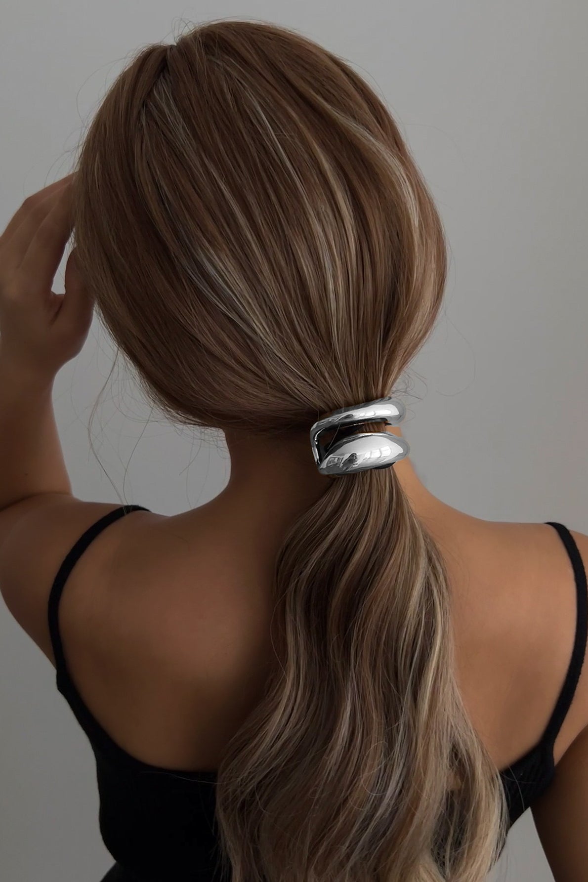 Liquid Metal Finish Geometric Alloy Hair Cuff