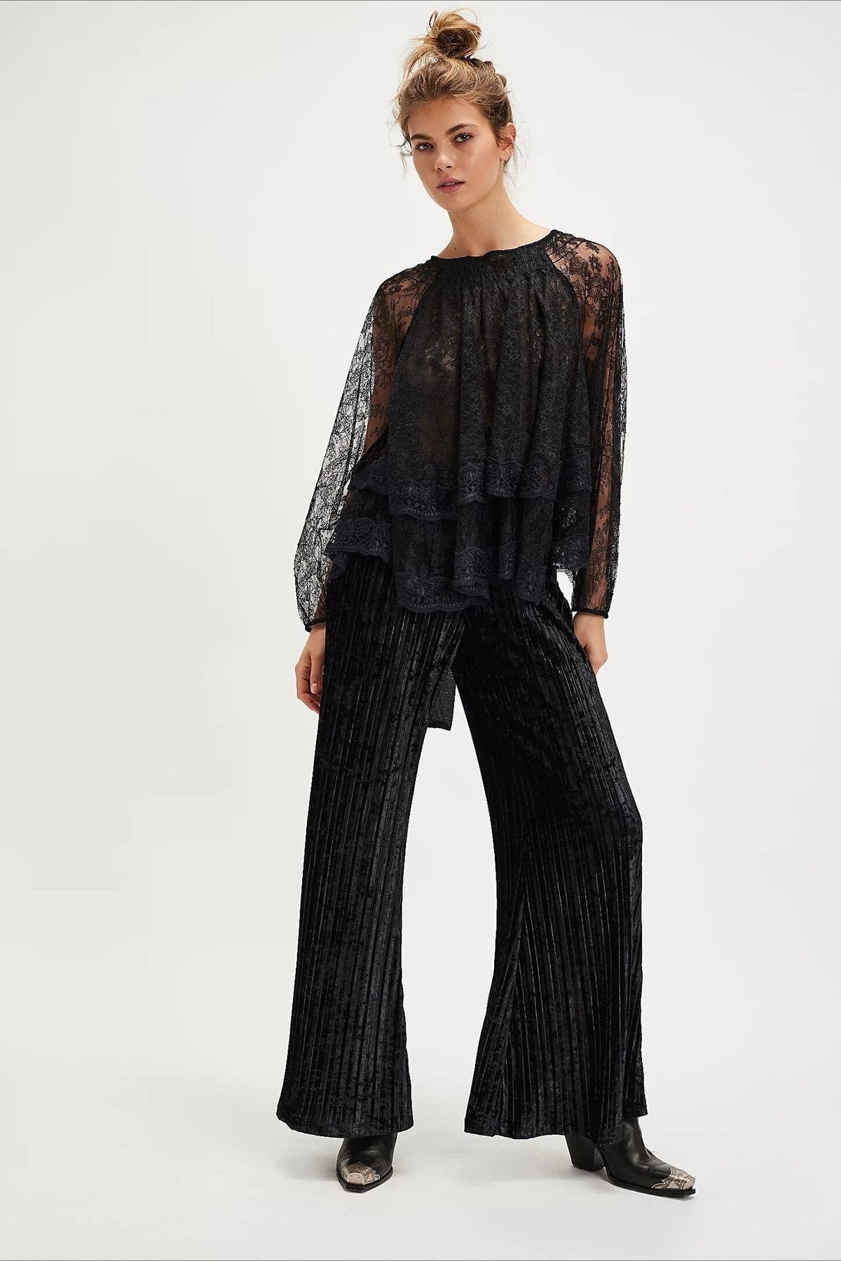 Elegant Off Shoulder Lace Overlay Blouse