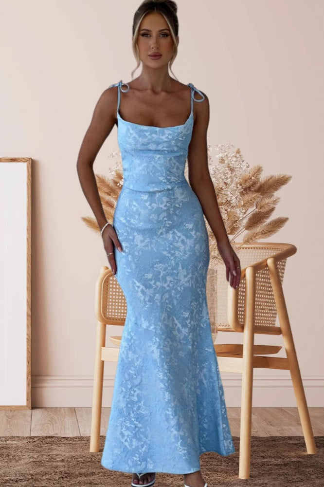 Solid Sash Backless Mermaid Formal Dress