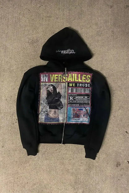 Graphic Zip-Up Street Hoodie