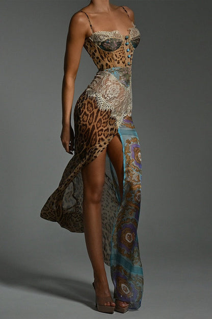 Chiffon Halter Neck Split Sling Boho Dress