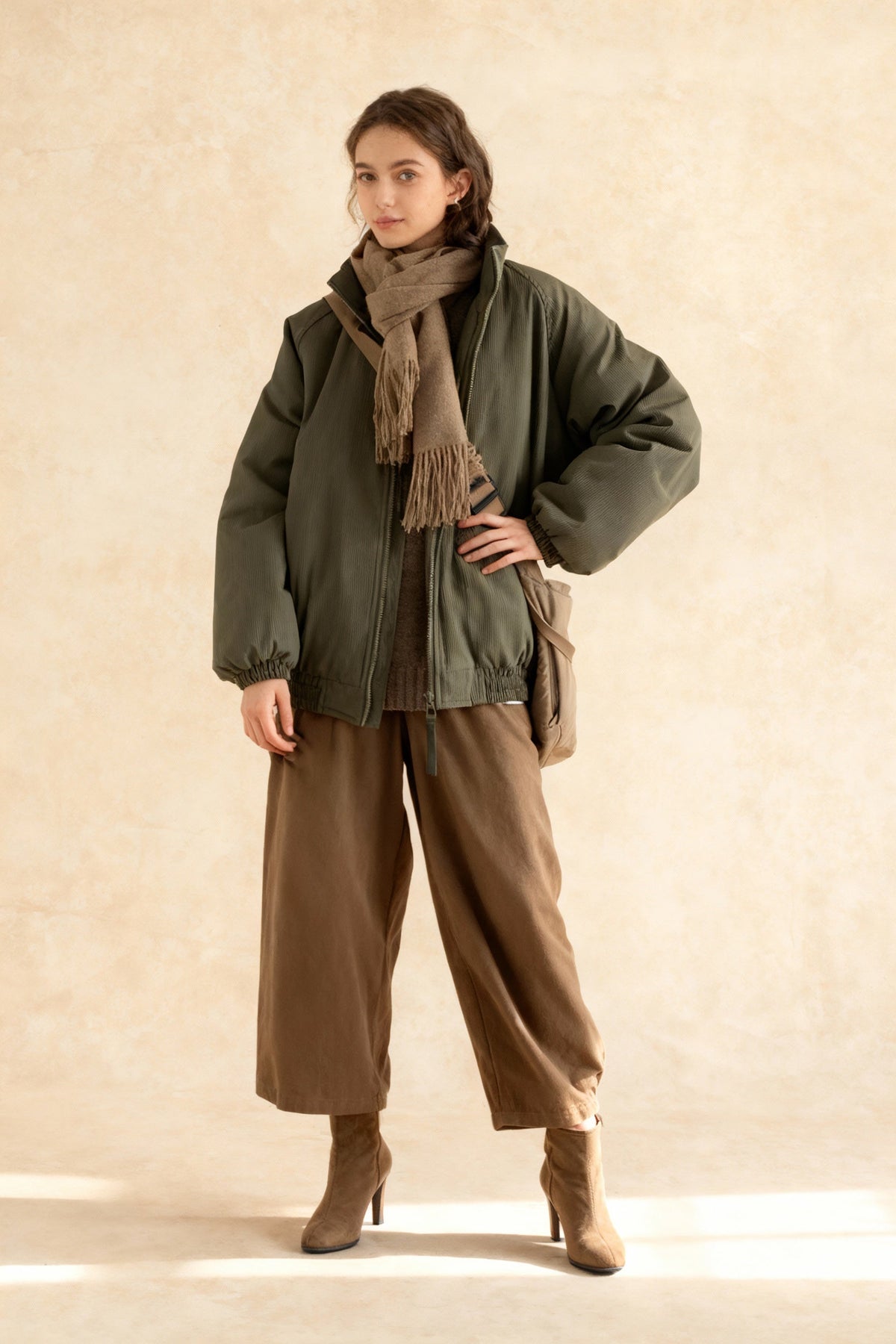 Ribbed High Neck Jacket