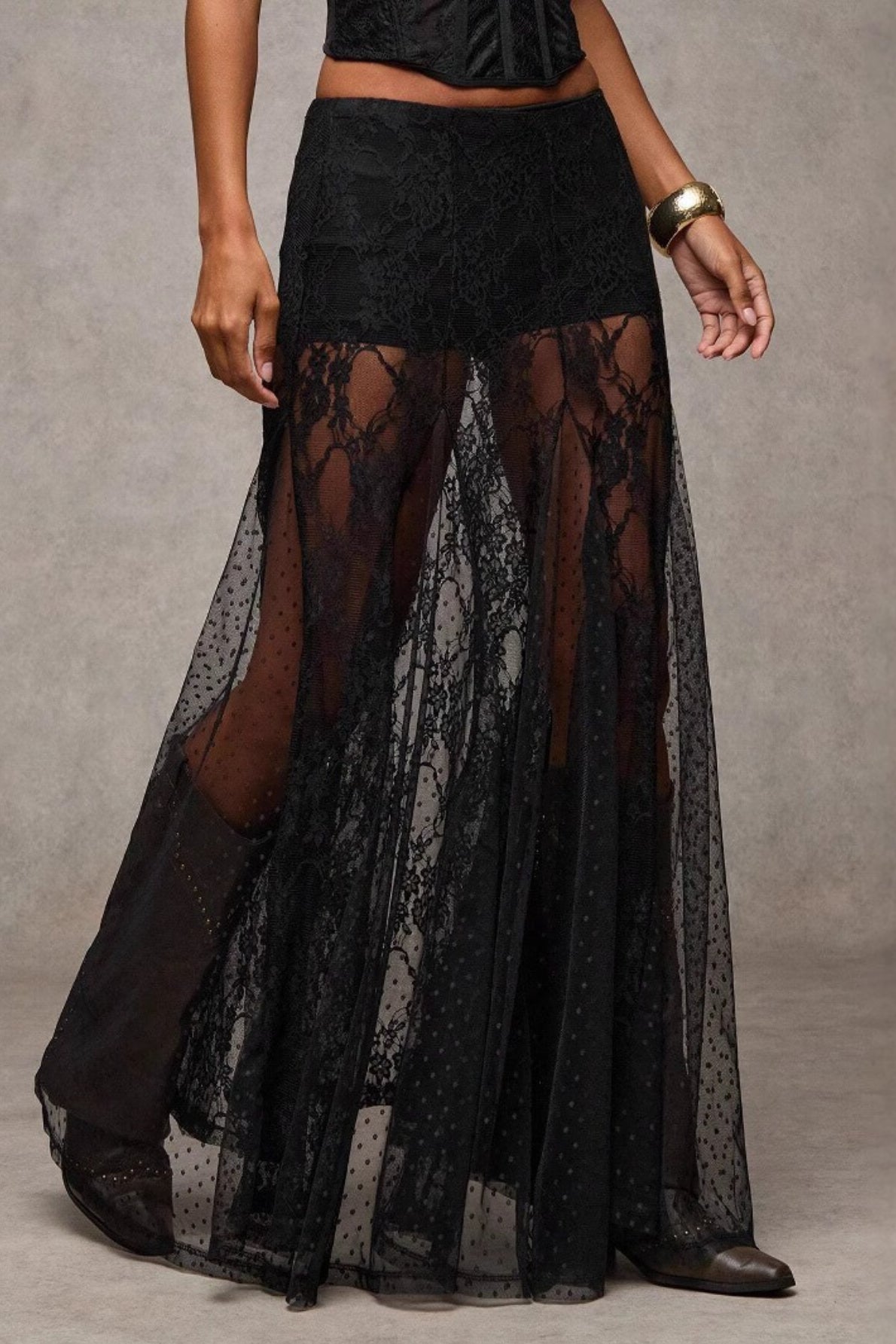Low Waist Lace Trim Bodycon Pencil Skirt