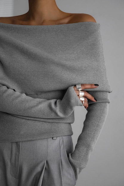 Off Shoulder Ribbed Sweater