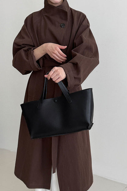 Oversized One Button Stand Collar Overcoat