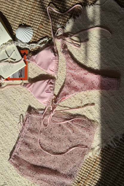 Mesh Strappy Beach Three Piece Swim Set