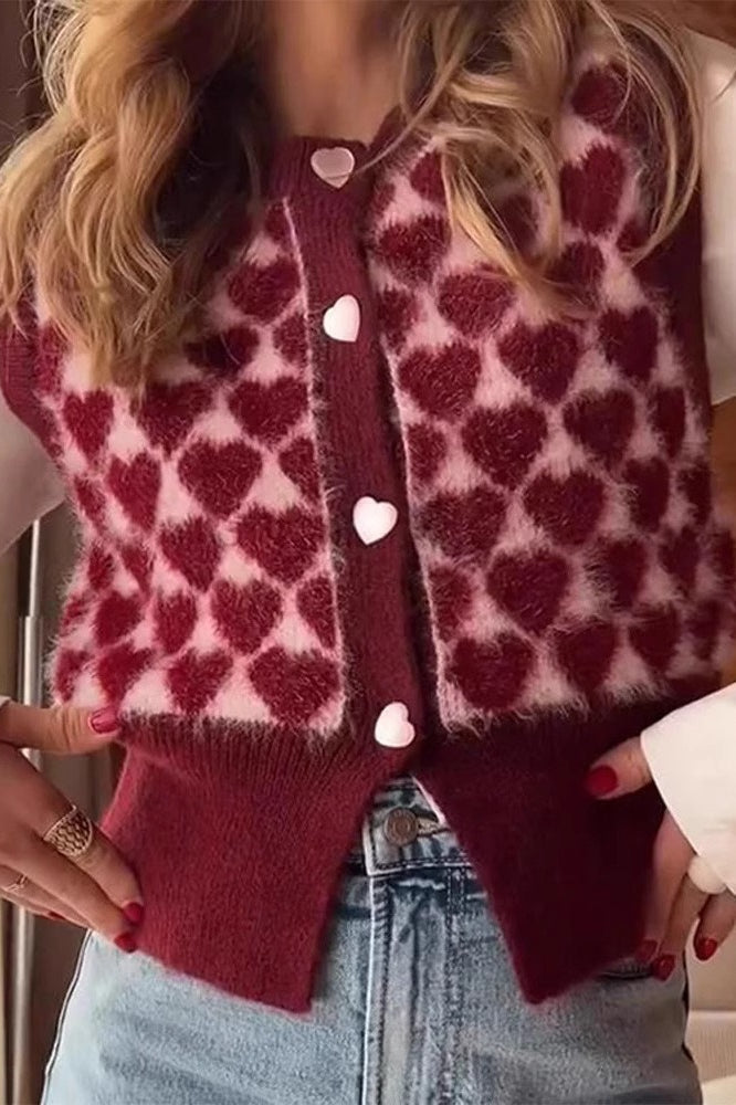 Heart Pattern Jacquard Sweater