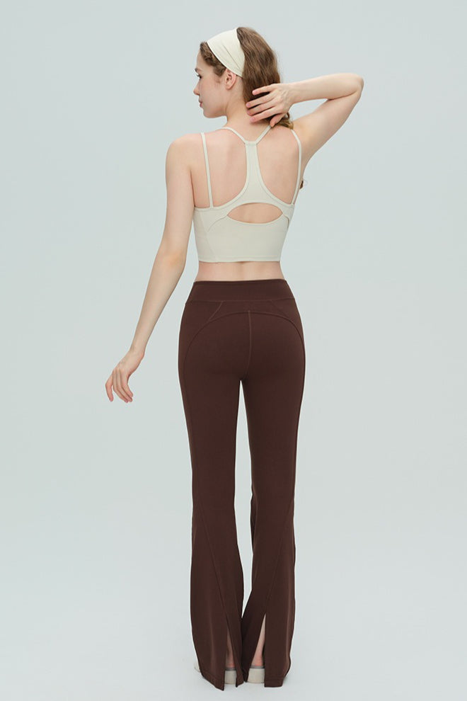 High-Waisted Breathable Flared Workout Slit Leggings