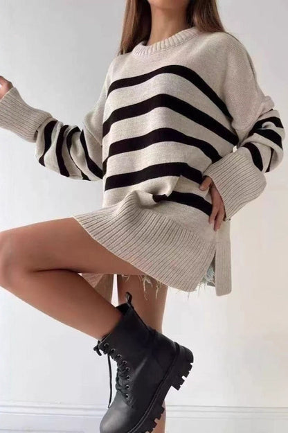 Loose Fit Striped Knit Sweater