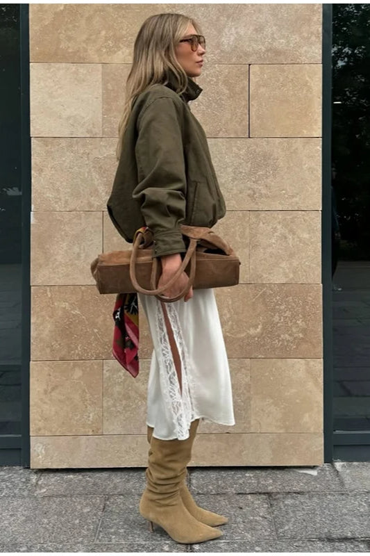 Buckle Belted Bomber Jacket