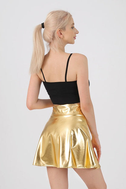 High Waist Solid Color Glossy Performance Skirt