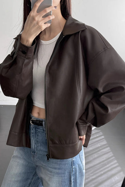 Relaxed Fit Motorcycle Style Jacket