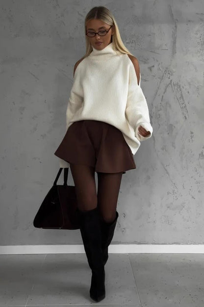 Off Shoulder Turtleneck Sweater