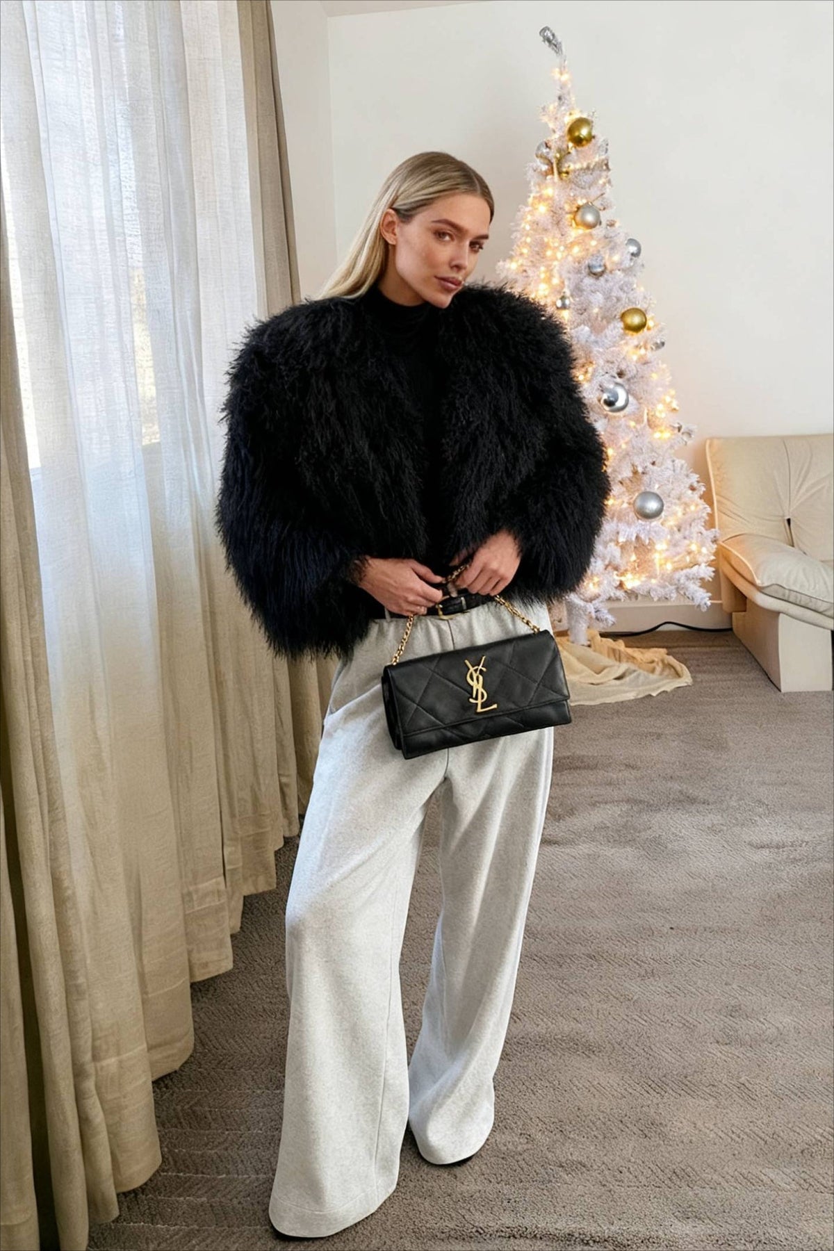 Warm White Short Faux Fur Winter Coat