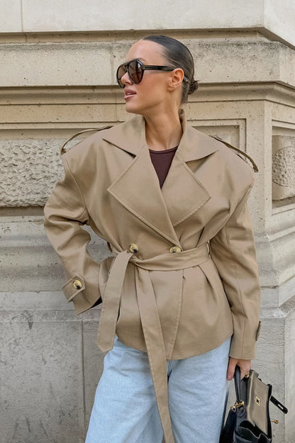 Belted Relaxed Fit Long Sleeve Coat