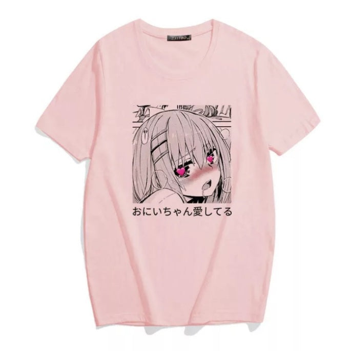 Cute Anime Sweet Girl Cartoon Short Sleeve T-shirt Print Punk Goth Loose Aesthetic Casual Summer E-Girl Kawaii Korean Japanese Harajuku