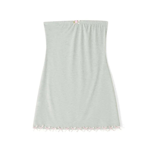 Green Rose Bow Strapless Mini Dress