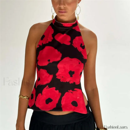 Floral Boho Backless Crop Top